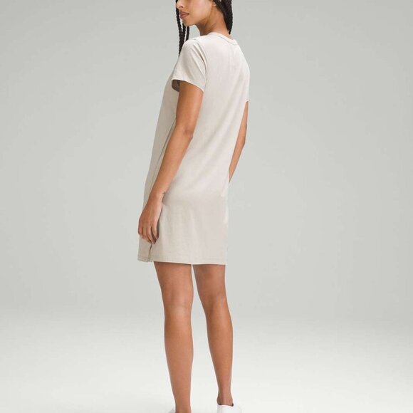 NWT Lululemon Classic-Fit Cotton-Blend T-Shirt Dress Size 6 Raw Linen - Picture 1 of 8